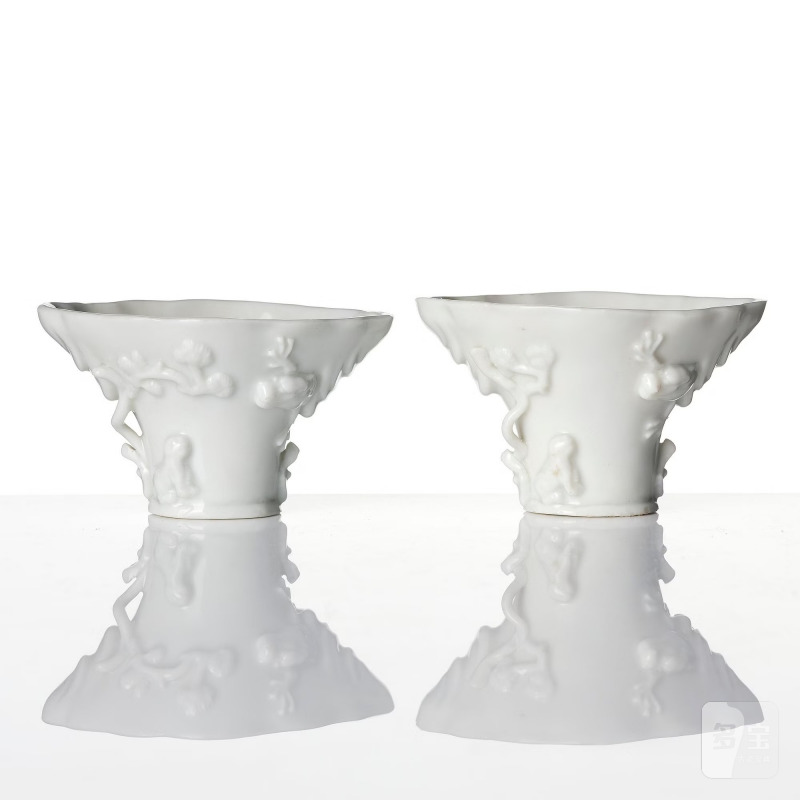 Two blanc de chine rhinoceros libation cups, - 图6